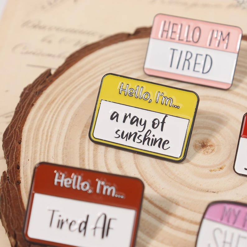 Hello I'm Enamel Pin,creative Cute Color Post-it Notes Pin,hello I'm ...