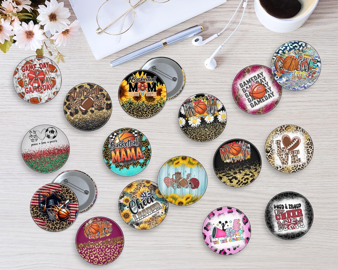 Custom Game Day Buttons Template,team Spirit Pin Back Buttons for Sport ...