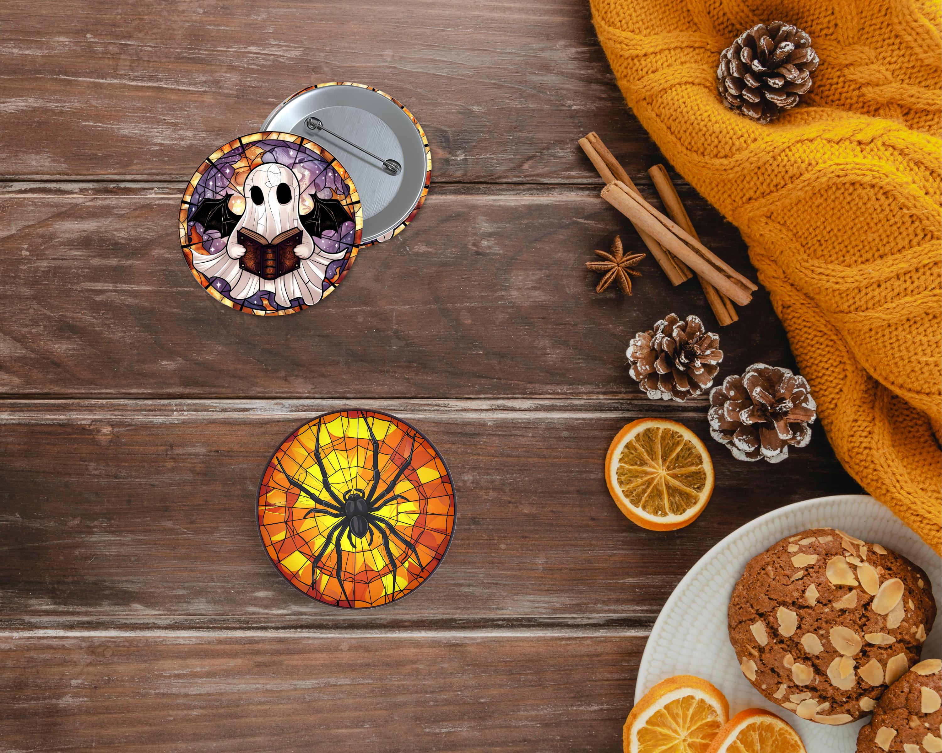 12 Designs Halloween Ghost Button Template,horror Halloween Pin Back ...