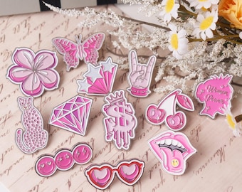 Pin de chica rosa, broche de moda, insignias lindas para mochilas, accesorios de ropa, pin esmaltado, pin de solapa, pin de cuello, divertido juego de pins esmaltados.