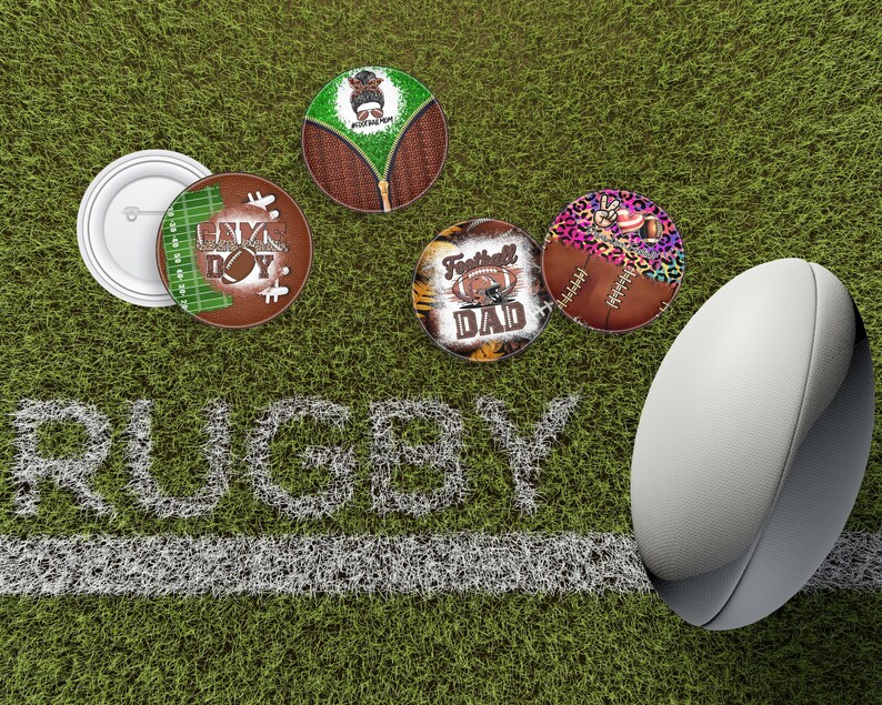 Button Rugby Printed Custom Game Day Buttons Template,team Spirit Pin Back Buttons for Sport ...
