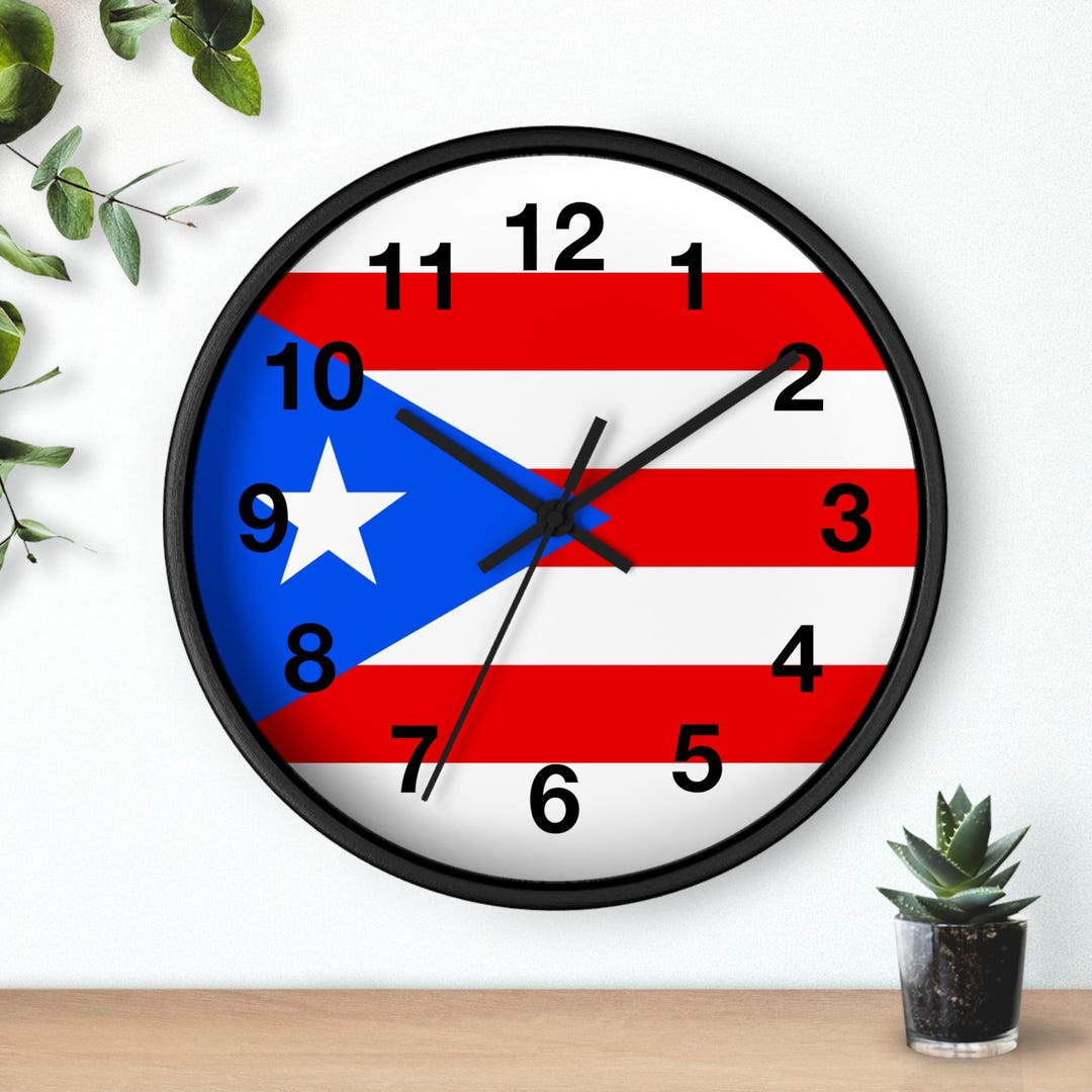 Puerto Rican Flag Wall Clock, Unique Home Decor, Gift for Puerto Rico ...