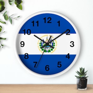 El Salvador Flag Wall Clock, Unique Home Decor, Gift for Salvadorans, Office Wall Art, Culture Celebration
