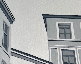 architectural gouache painting