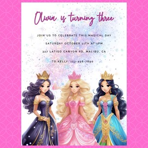 Princess Birthday Invitation: Printable Girl Party Template (Digital Download)