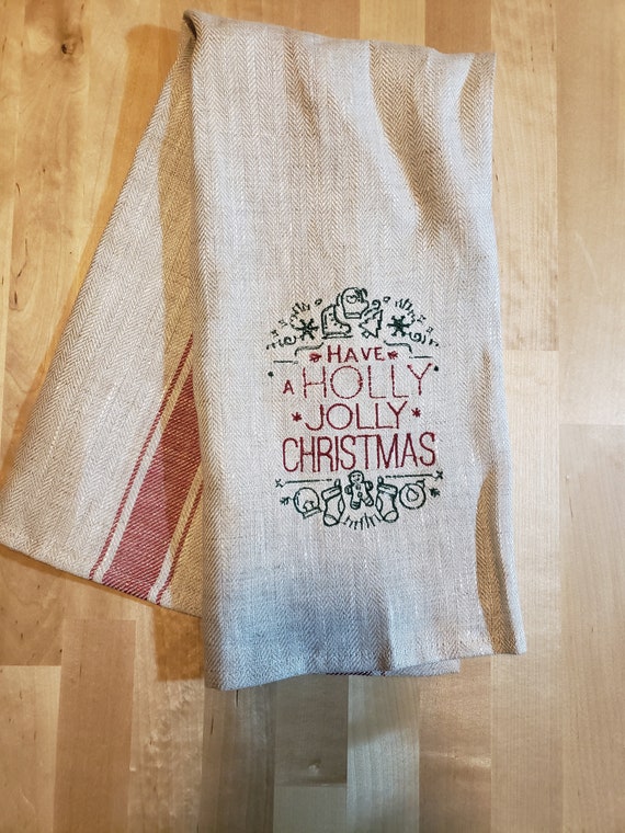 Embroidered Towel: Have a Holly Jolly Christmas