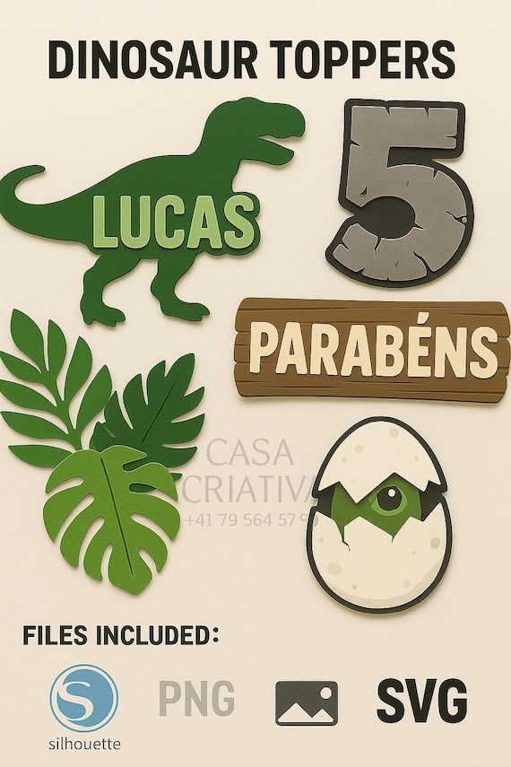 Dinosaur Theme Topper – 5 Pieces