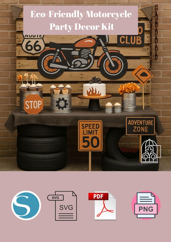 Sustainable Motorcycle Theme Party Kit