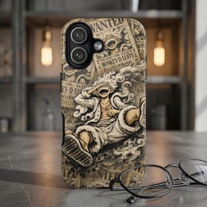 Funda para teléfono con póster de "Se busca" de Luffy Gear 5 de One Piece (anime)