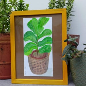 Ficus: Acquerello di pianta incorniciata