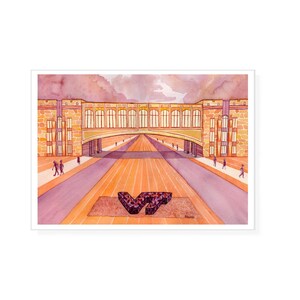 Torgerson Hall Library at Virginia Tech in Maroon and Orange: Print of original watercolor image 3