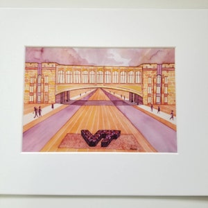 Torgerson Hall Library at Virginia Tech in Maroon and Orange: Print of original watercolor image 2