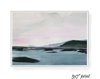 Moody Gray Day Scene in Iceland by the Ocean in Gouache by Hannah Howard