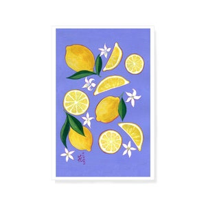 Lemons and lemon blossoms in yellow and violet periwinkle image 3