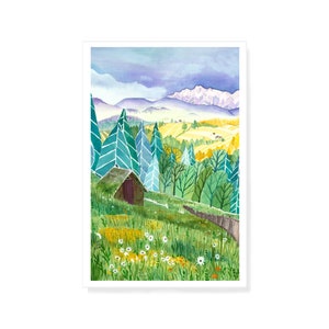 Mountains with cottage wildflowers and farmland forests image 4