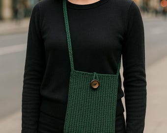 Padrão de bolsa de crochê transversal simples para celular - Tutorial em PDF para iniciantes confiantes - Termos dos EUA e do Reino Unido