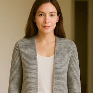 Crosswinds Cardi Crochet Pattern: US & UK Versions, Sizes S-5X (PDF)