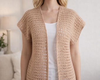 Modelo de Cardigã de Crochê: Luxe Light, Tamanhos Inclusivos (Modelo em PDF, Termos EUA e Reino Unido)