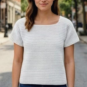 Crochet Tee Pattern: Easy Two Panel Summer Top (Sizes S–5XL) (PDF Download)