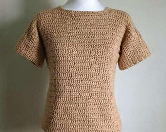 Molde de crochê para camiseta: Blusa casual de dois painéis, tamanhos P-5XG (Download em PDF)