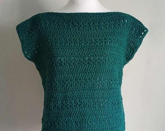 Padrão de blusa de verão em crochê fácil – blusa polida com dois painéis, PDF, P–5XL, termos dos EUA e Reino Unido