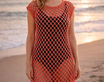 Crochet Swim Cover Up Pattern – Diamond Stitch Silhouette (PDF Download)