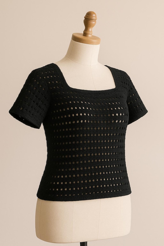 Vintage Eyelet Square Neck Top Crochet Pattern – Sizes S to