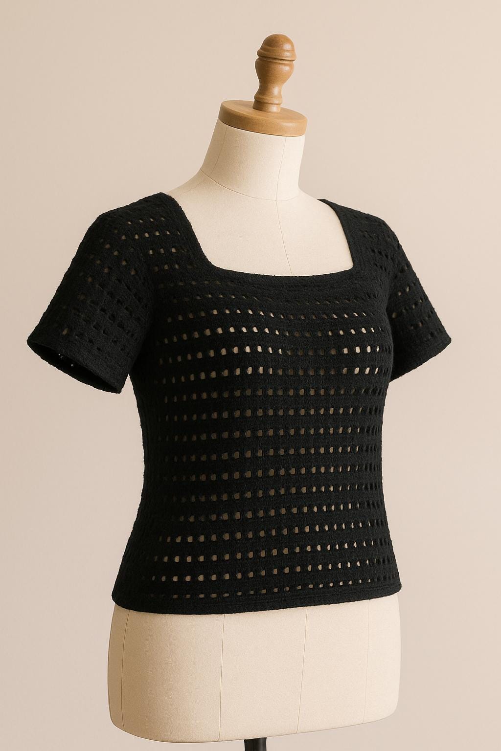 トップス Eyelet Rib Stitch Square-neck T-shirt FUMIKA UCHIDA / EYELET RIB STITCH SQUARE-NECK T-SHIRT