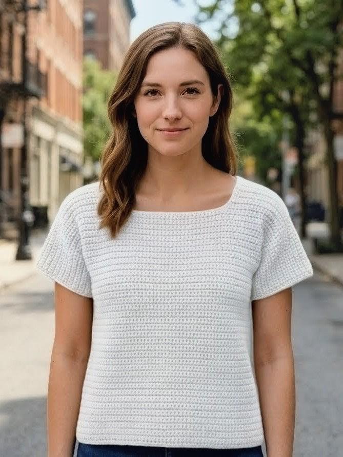 39 Crochet Women’s Tops: Tanks, Vests, Tees, and Blouses 19 Crochet Tee Pattern: Easy Two Panel Summer Top (Sizes