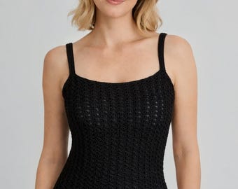 Iris Stitch Crochet Pattern – Summer Tank, PDF, S–5XL, US and UK Terms