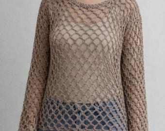 Padrão de suéter de crochê com ponto diamante: Pulôver leve (PDF)