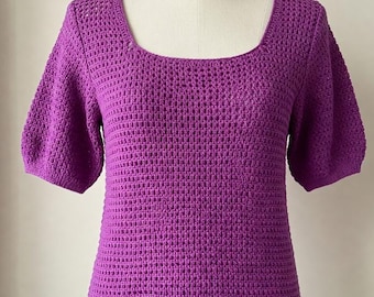 Top de crochê com decote quadrado: ideal para iniciantes, tamanhos P-5XG (padrão em PDF)