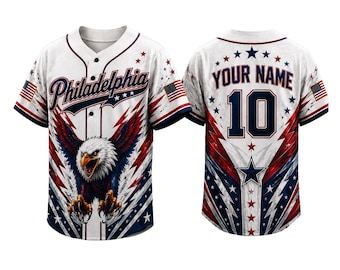 Kundenspezifisches Philadelphia Baseball Jersey, personalisiertes Namenszahlen Hemd