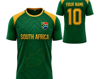 Kundenspezifisches Südafrika-Fußball-Trikot, personalisiertes Namensnummer-Fußball-Hemd