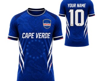 Personalisiertes Kap Verde Fußball Trikot, Personalisiertes Fußball Trikot mit Namen und Nummer