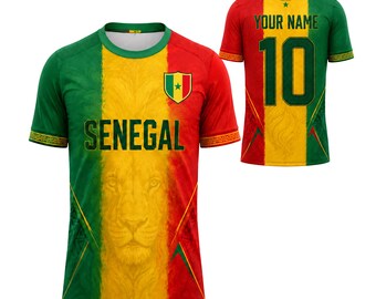 Personalisiertes Senegal Fußball Trikot, Personalisiertes Fussball Trikot mit Name und Nummer