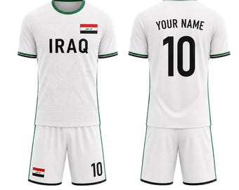 Custom Iraq Soccer Uniform Set, Personalized Name Number Football Kit