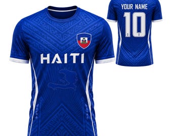 Kundenspezifisches Haiti-Fußballtrikot, personalisiertes Namensnummer-Fußball-Hemd