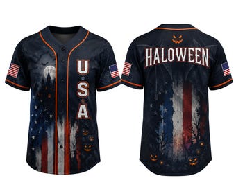 Kundenspezifisches USA Halloween-Baseball-Jersey, personalisiertes Namenszahlen-Shirt
