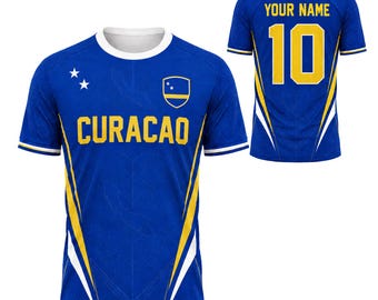 Kundenspezifisches Curacao-Fußballtrikot, personalisiertes Fußballtrikot mit Namen und Nummer