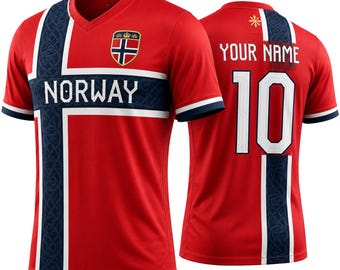 Personalized Norway Soccer Jersey, Custom Name Number Football Shirt