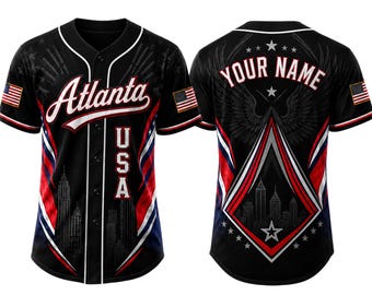Kundenspezifisches Atlanta Baseball Jersey, personalisiertes Namensnummer USA Shirt
