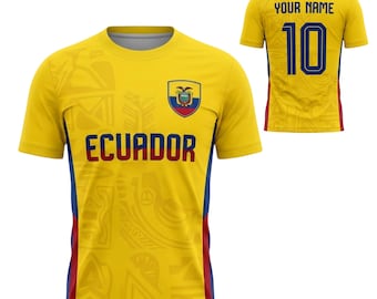 Ecuador Fußball Trikot mit Name Nummer, Ecuador Flagge Flagge Shirt