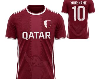 Kundenspezifisches Katar-Fußballtrikot, personalisiertes Fußballtrikot mit Namen