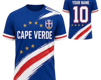 Personalisiertes Kap Verde Fußball Trikot, Personalisiertes Fußball Trikot mit Namen und Nummer