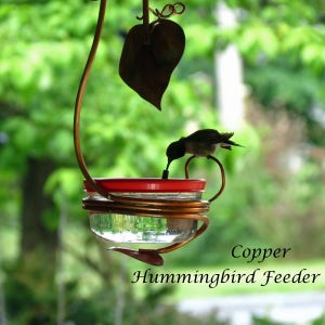 Hummingbird Feeder, Fly Safe Glass Single Port Feeder, Glass Hummingbird Feeder, Unique Bird Feeder, Copper Bird Feeder, Garden Decor