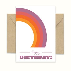 Cartão de aniversário retrô arco-íris | Groovy | Mágico | Cartão A7