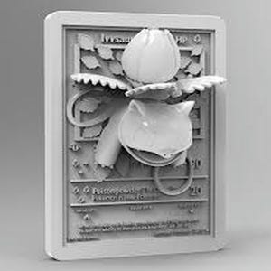 Carte Pokémon Ivysaure imprimée en 3D – peinte à la main ou de couleur unie | Présentoir 3D pour oeuvres d'art | Cadeau Pokémon à collectionner