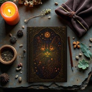 Celestial Cat Hardcover Journal: Personalized Mystical Writing Diary