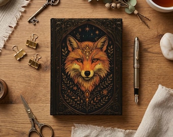 Mystical Fox Hardcover Journal | Personalized Writing Notebook & Spiritual Boho Gift